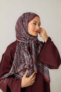 Retro Desen Soft Şal Bordo