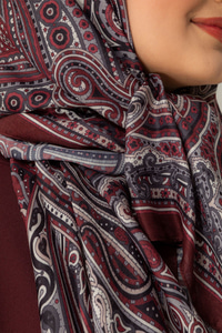 Retro Desen Soft Şal Bordo