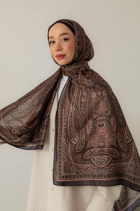 Retro Desen Soft Şal Koyu Bej