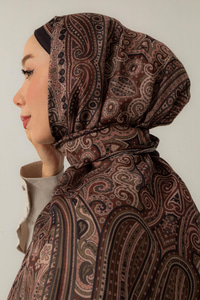 Retro Desen Soft Şal Koyu Bej