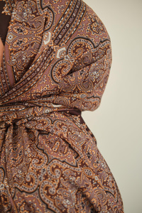 Retro Desen Soft Şal Koyu Bej