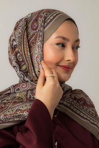 Retro Desen Soft Şal Küf Yeşil