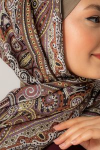 Retro Desen Soft Şal Küf Yeşil