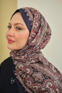 Retro Desen Soft Şal Lacivert