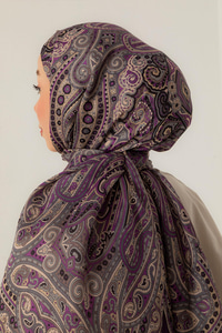 Retro Desen Soft Şal Mor