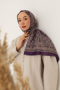 Retro Desen Soft Şal Mor