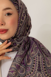 Retro Desen Soft Şal Mor