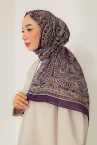Retro Desen Soft Şal Mor