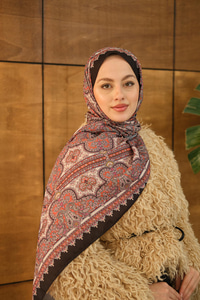 Retro Desen Soft Şal Pudra