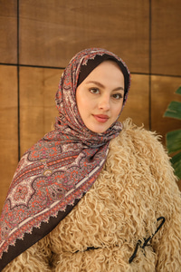 Retro Desen Soft Şal Pudra