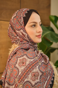 Retro Desen Soft Şal Pudra