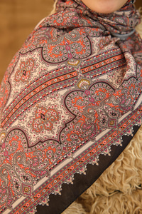 Retro Desen Soft Şal Pudra