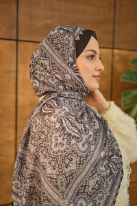 Retro Desen Soft Şal Siyah