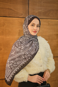 Retro Desen Soft Şal Siyah