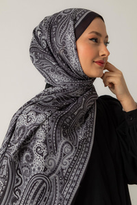 Retro Desen Soft Şal Siyah