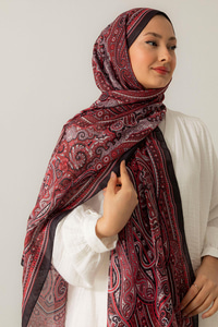 Retro Desen Soft Şal Vişne Çürüğü