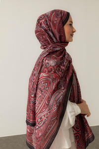 Retro Desen Soft Şal Vişne Çürüğü