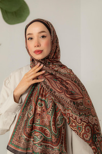 Retro Desen Soft Şal Zümrüt Yeşil