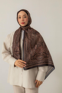 Retro Desen Soft Şal Zümrüt Yeşil