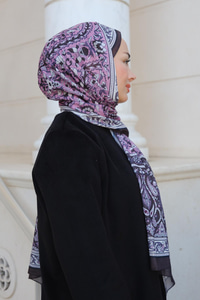 Retro Desenli Şal Antrasit