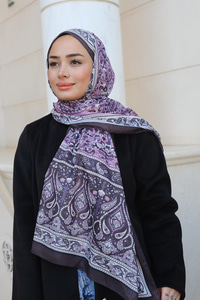 Retro Desenli Şal Antrasit