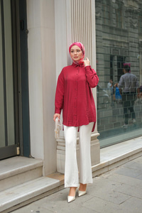 Rita Kraş Gömlek Bordo