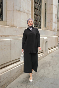 Rita Kraş Gömlek Siyah