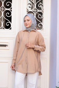 Rita Kraş Gömlek Vizon