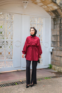 Robadan Dikişli Gömlek Bordo