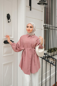 Robadan Dikişli Gömlek Gül Kurusu