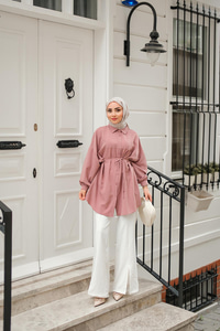 Robadan Dikişli Gömlek Gül Kurusu