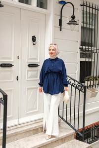 Robadan Dikişli Gömlek Lacivert