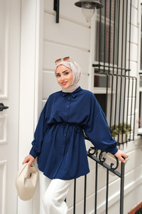 Robadan Dikişli Gömlek Lacivert