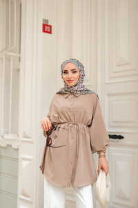 Robadan Dikişli Gömlek Vizon