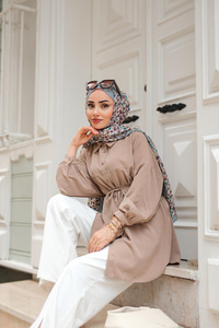 Robadan Dikişli Gömlek Vizon