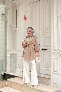 Robadan Dikişli Gömlek Vizon