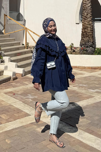 Robası Fırfırlı Cupra Tencel Gömlek Lacivert