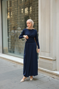 Rosey Bronşlu Elbise Lacivert