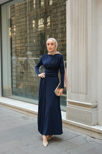 Rosey Bronşlu Elbise Lacivert