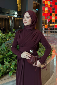 Rosey Broşlu Elbise Bordo