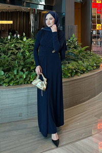 Rosey Broşlu Elbise Lacivert