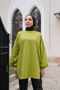 Saçaklı Zincirli Sweat  Yağ Yeşil