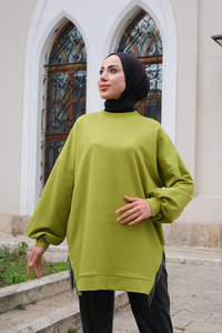 Saçaklı Zincirli Sweat  Yağ Yeşil