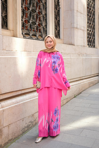 Sakura Desen İkili Takım Fuşya