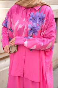 Sakura Desen İkili Takım Fuşya