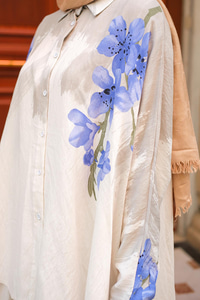 Sakura Desen İkili Takım Krem