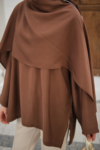 Şal Detay Bel Bağlamalı Bluz Kahverengi