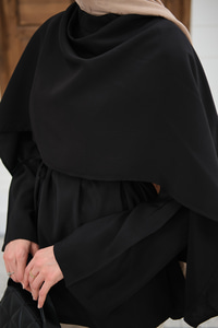 Şal Detay Bel Bağlamalı Bluz Siyah