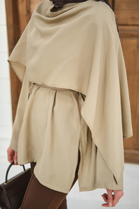 Şal Detay Bel Bağlamalı Bluz Vizon