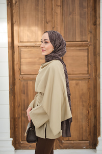 Şal Detay Bel Bağlamalı Bluz Vizon